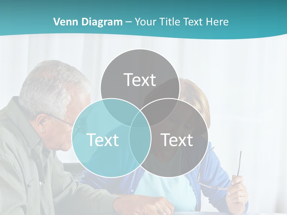 A Man And Woman Sitting At A Table Writing On A Piece Of Paper PowerPoint Template