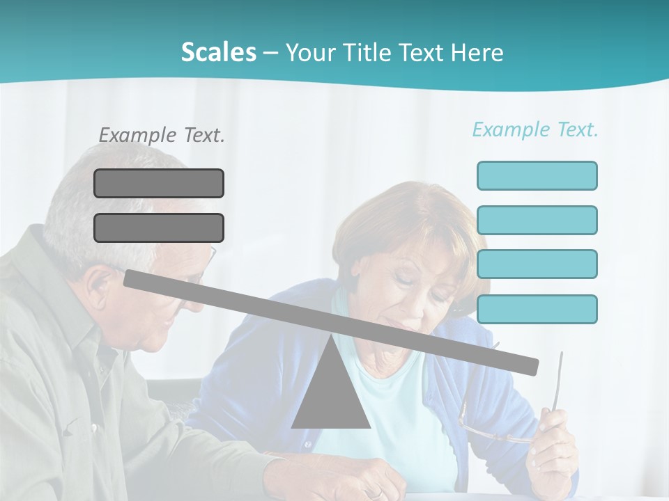 A Man And Woman Sitting At A Table Writing On A Piece Of Paper PowerPoint Template