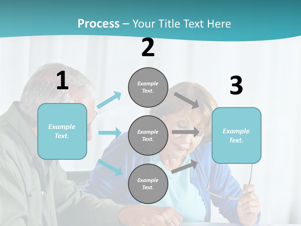 A Man And Woman Sitting At A Table Writing On A Piece Of Paper PowerPoint Template