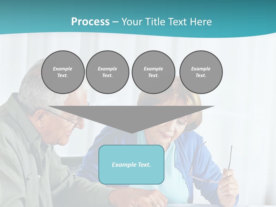 A Man And Woman Sitting At A Table Writing On A Piece Of Paper PowerPoint Template