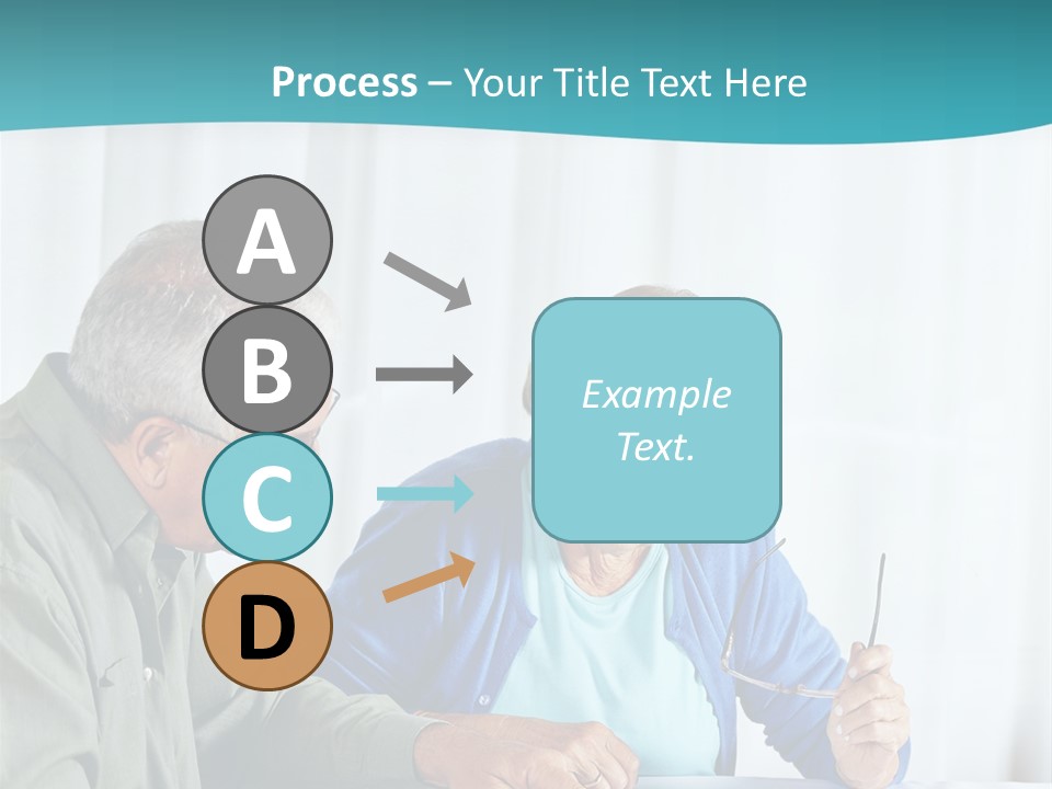 A Man And Woman Sitting At A Table Writing On A Piece Of Paper PowerPoint Template