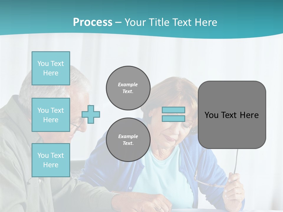A Man And Woman Sitting At A Table Writing On A Piece Of Paper PowerPoint Template