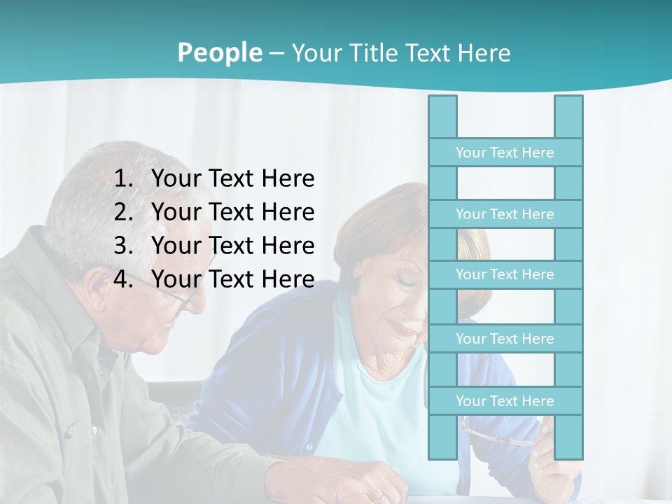 A Man And Woman Sitting At A Table Writing On A Piece Of Paper PowerPoint Template