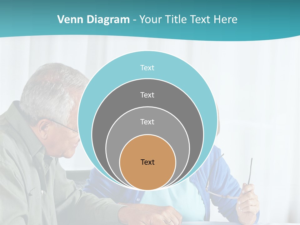 A Man And Woman Sitting At A Table Writing On A Piece Of Paper PowerPoint Template