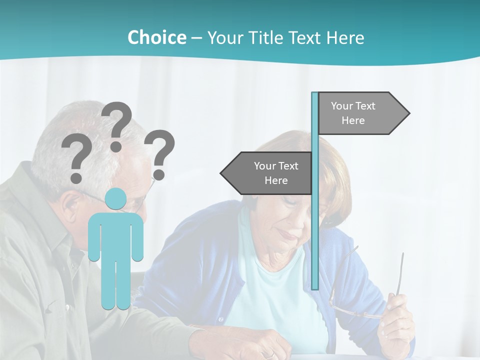 A Man And Woman Sitting At A Table Writing On A Piece Of Paper PowerPoint Template