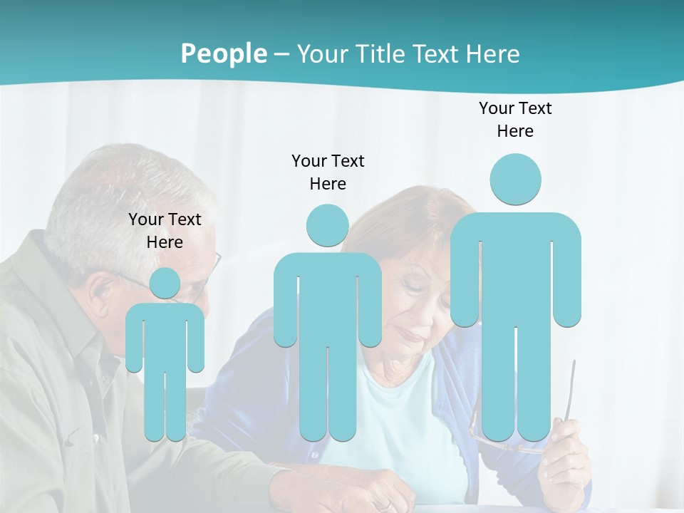 A Man And Woman Sitting At A Table Writing On A Piece Of Paper PowerPoint Template