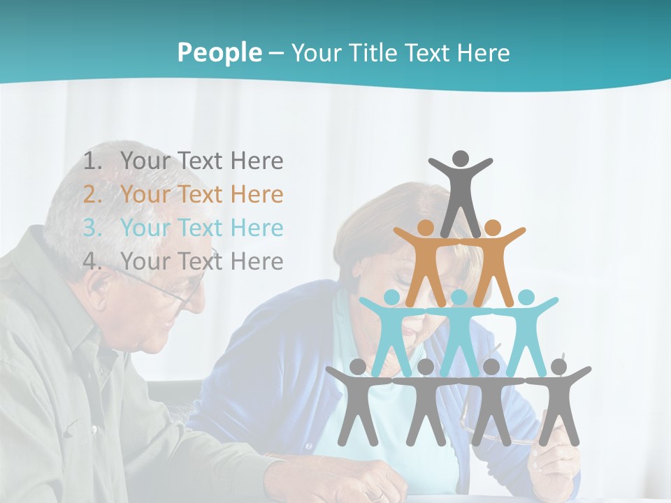 A Man And Woman Sitting At A Table Writing On A Piece Of Paper PowerPoint Template