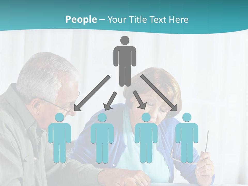 A Man And Woman Sitting At A Table Writing On A Piece Of Paper PowerPoint Template