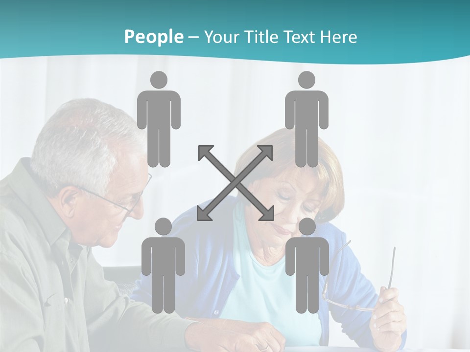 A Man And Woman Sitting At A Table Writing On A Piece Of Paper PowerPoint Template