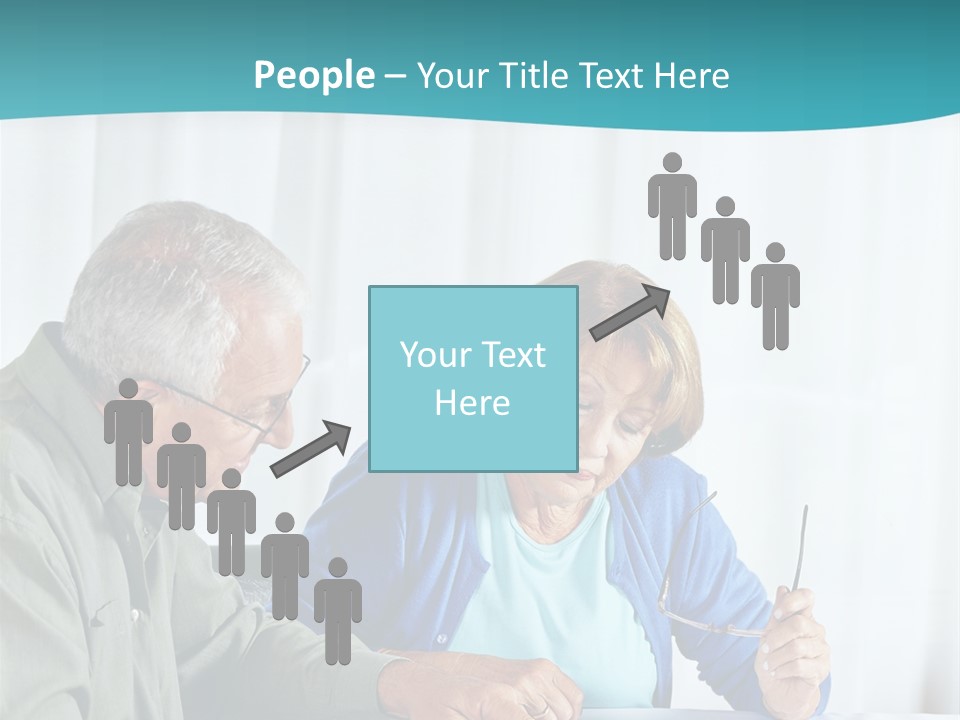 A Man And Woman Sitting At A Table Writing On A Piece Of Paper PowerPoint Template