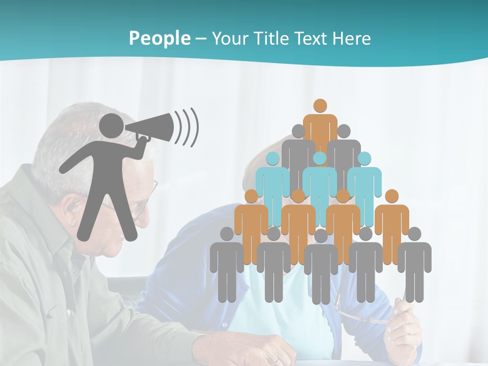 A Man And Woman Sitting At A Table Writing On A Piece Of Paper PowerPoint Template