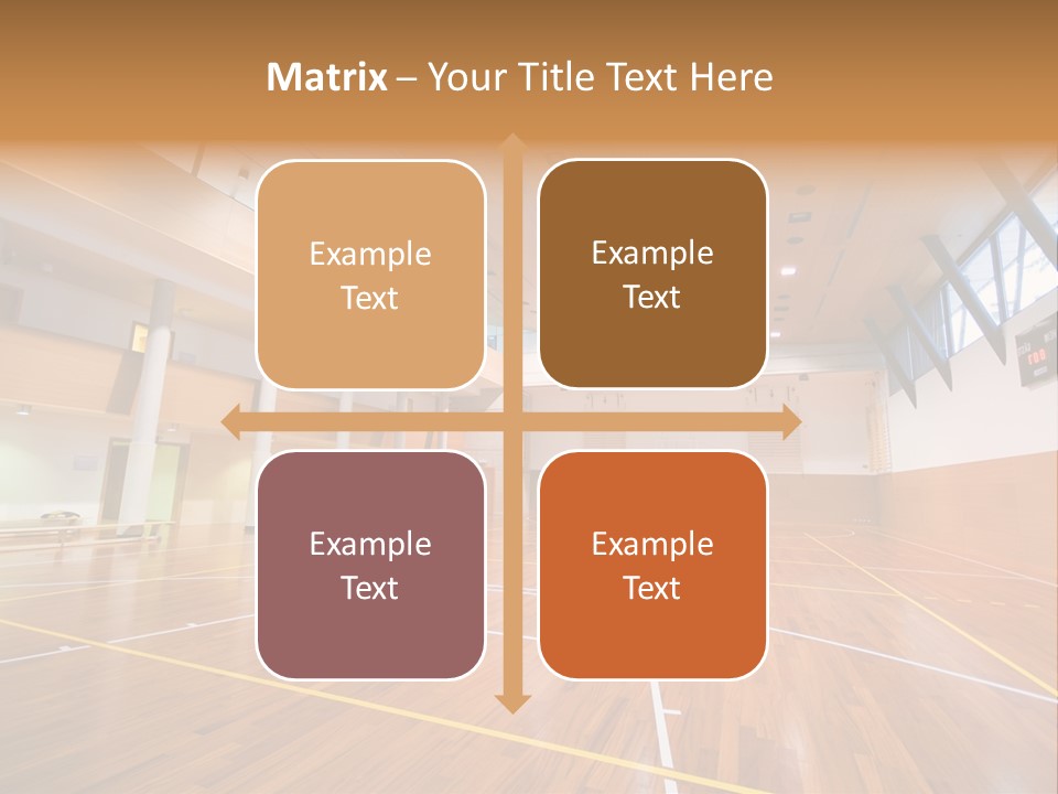 A Large Gymnasium With A Basketball Court And Wooden Floors PowerPoint Template