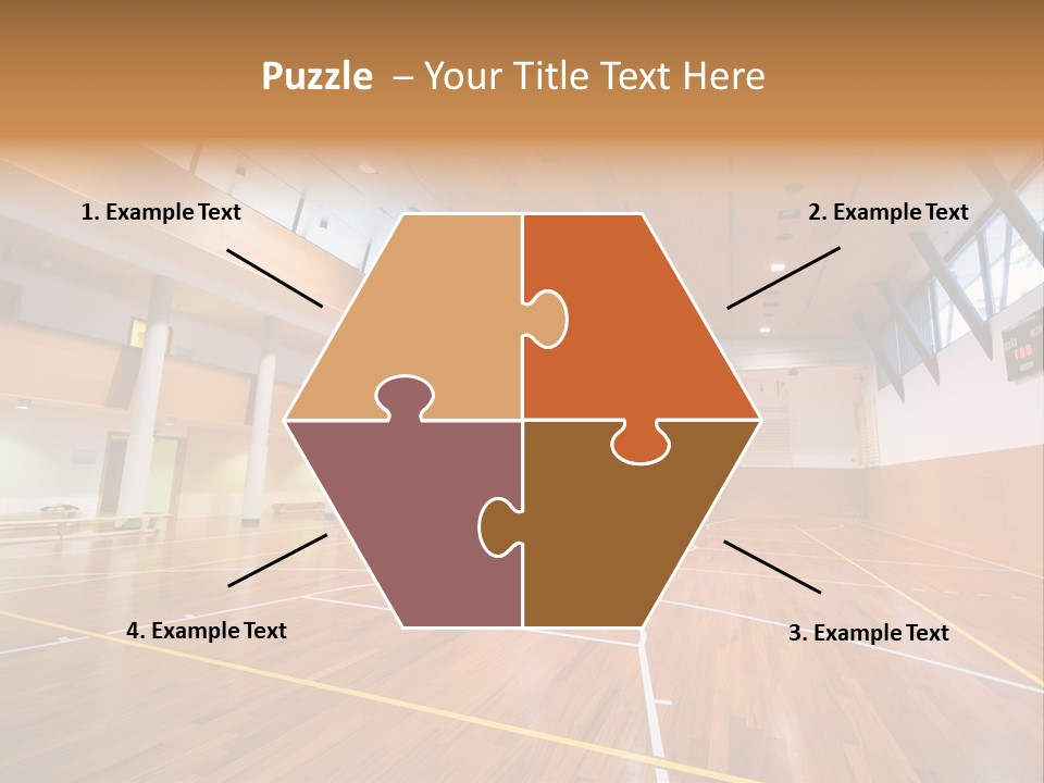 A Large Gymnasium With A Basketball Court And Wooden Floors PowerPoint Template
