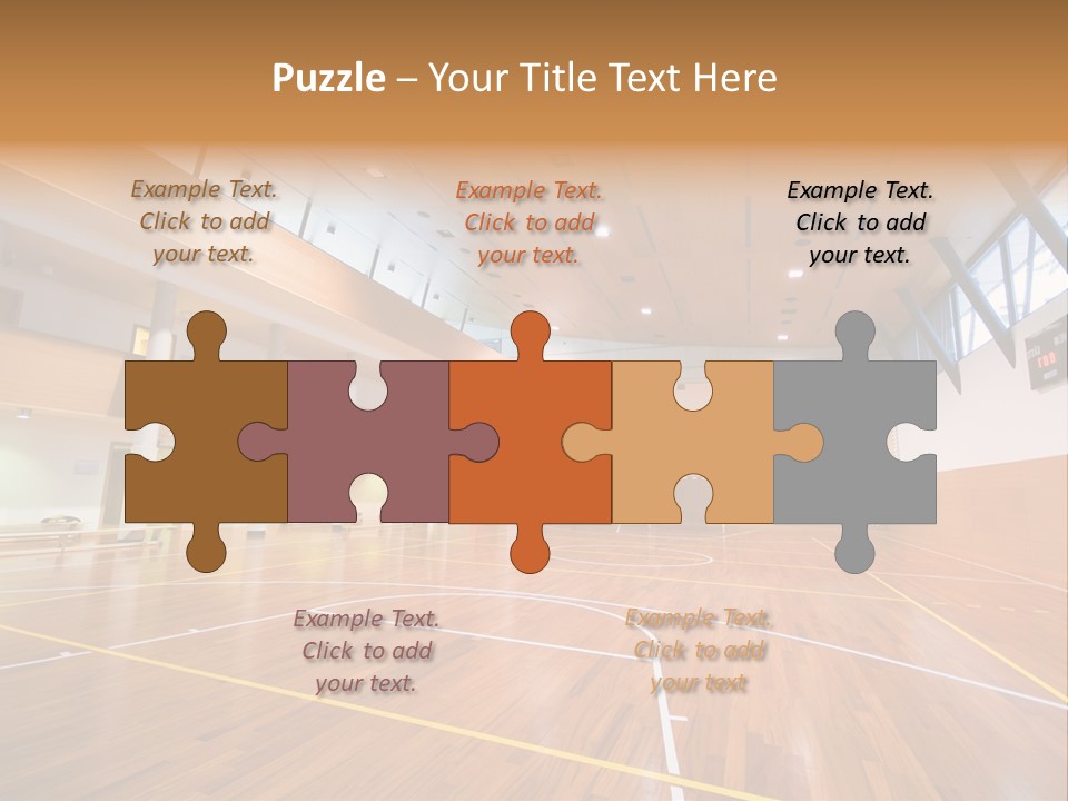 A Large Gymnasium With A Basketball Court And Wooden Floors PowerPoint Template