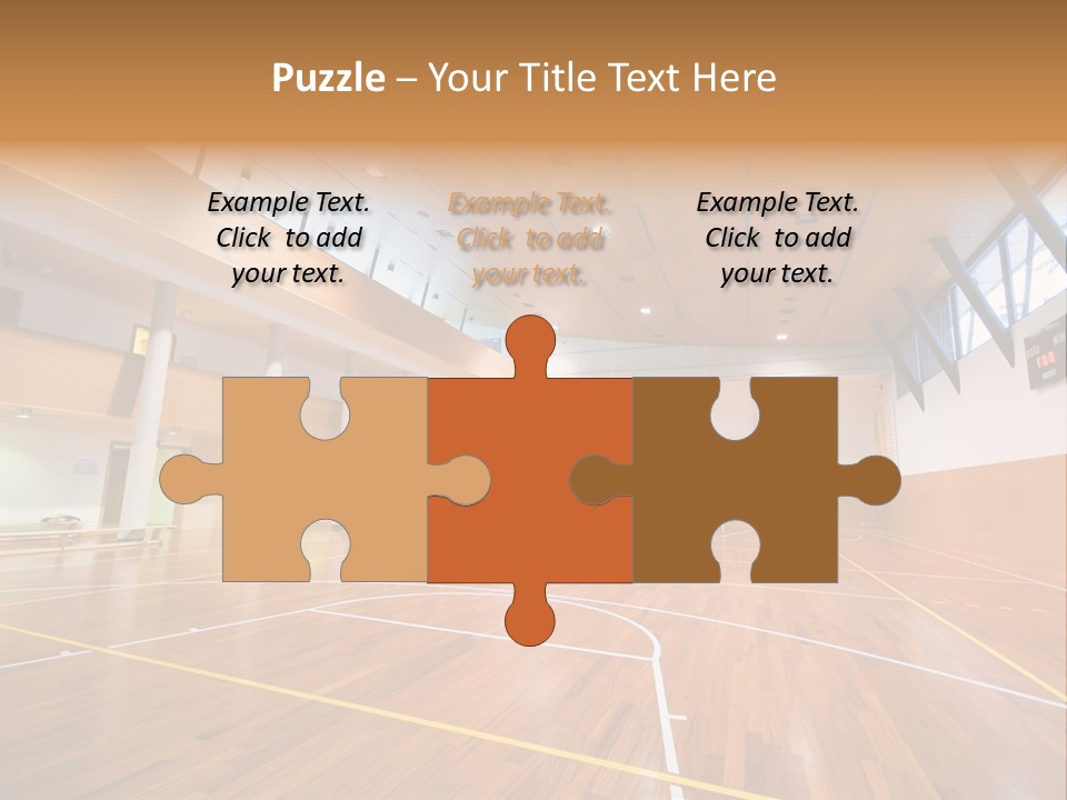 A Large Gymnasium With A Basketball Court And Wooden Floors PowerPoint Template