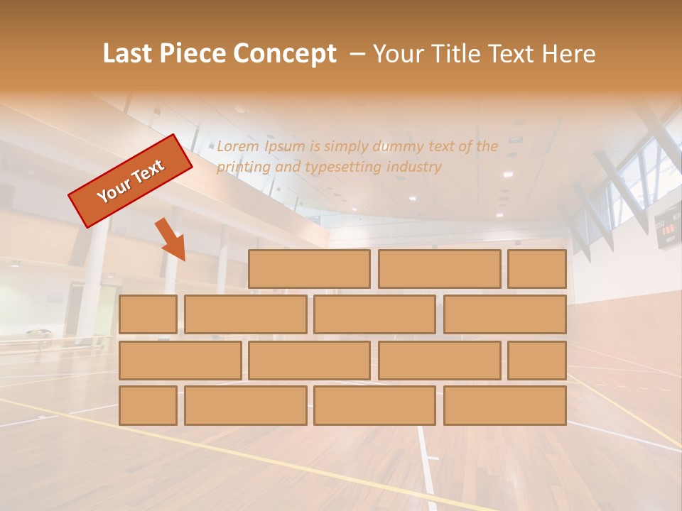 A Large Gymnasium With A Basketball Court And Wooden Floors PowerPoint Template