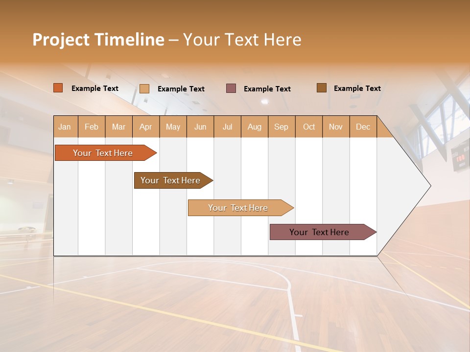 A Large Gymnasium With A Basketball Court And Wooden Floors PowerPoint Template