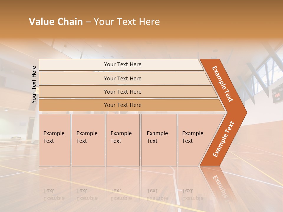 A Large Gymnasium With A Basketball Court And Wooden Floors PowerPoint Template