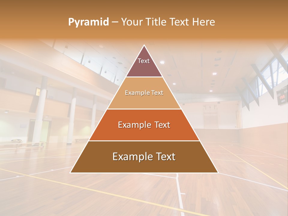 A Large Gymnasium With A Basketball Court And Wooden Floors PowerPoint Template