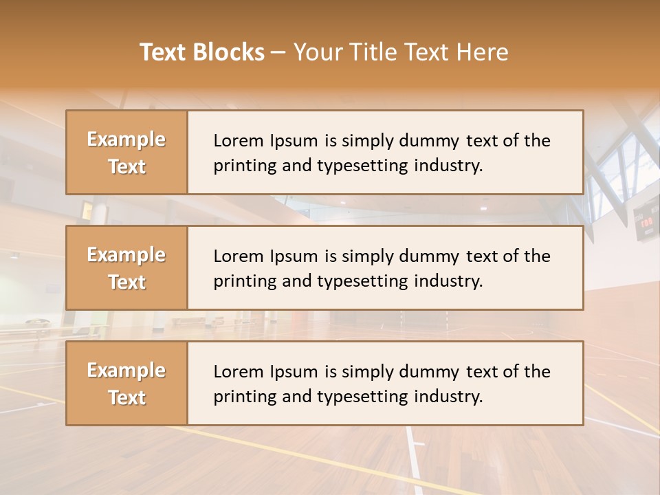 A Large Gymnasium With A Basketball Court And Wooden Floors PowerPoint Template