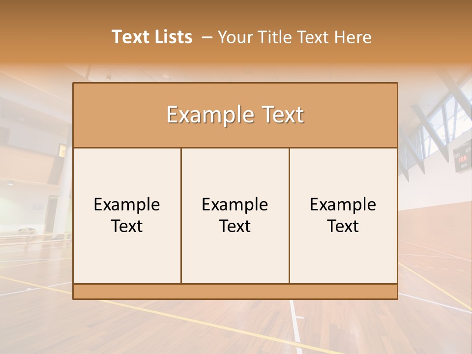 A Large Gymnasium With A Basketball Court And Wooden Floors PowerPoint Template