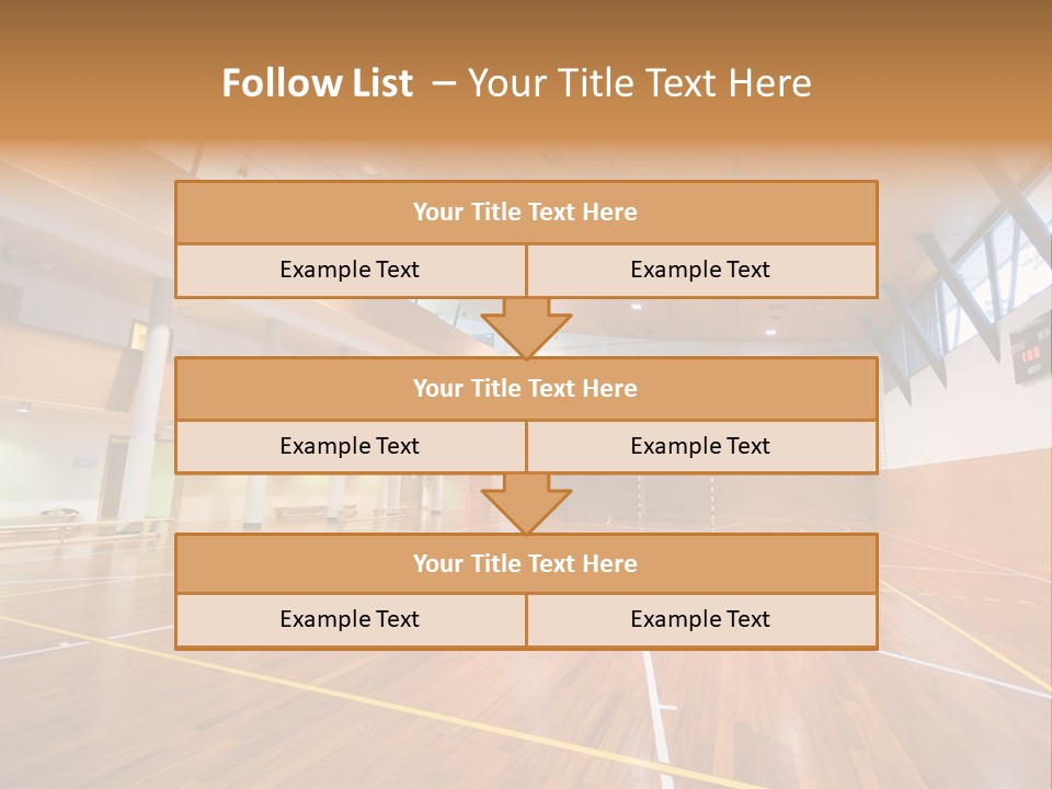 A Large Gymnasium With A Basketball Court And Wooden Floors PowerPoint Template