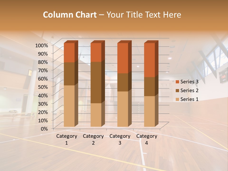 A Large Gymnasium With A Basketball Court And Wooden Floors PowerPoint Template