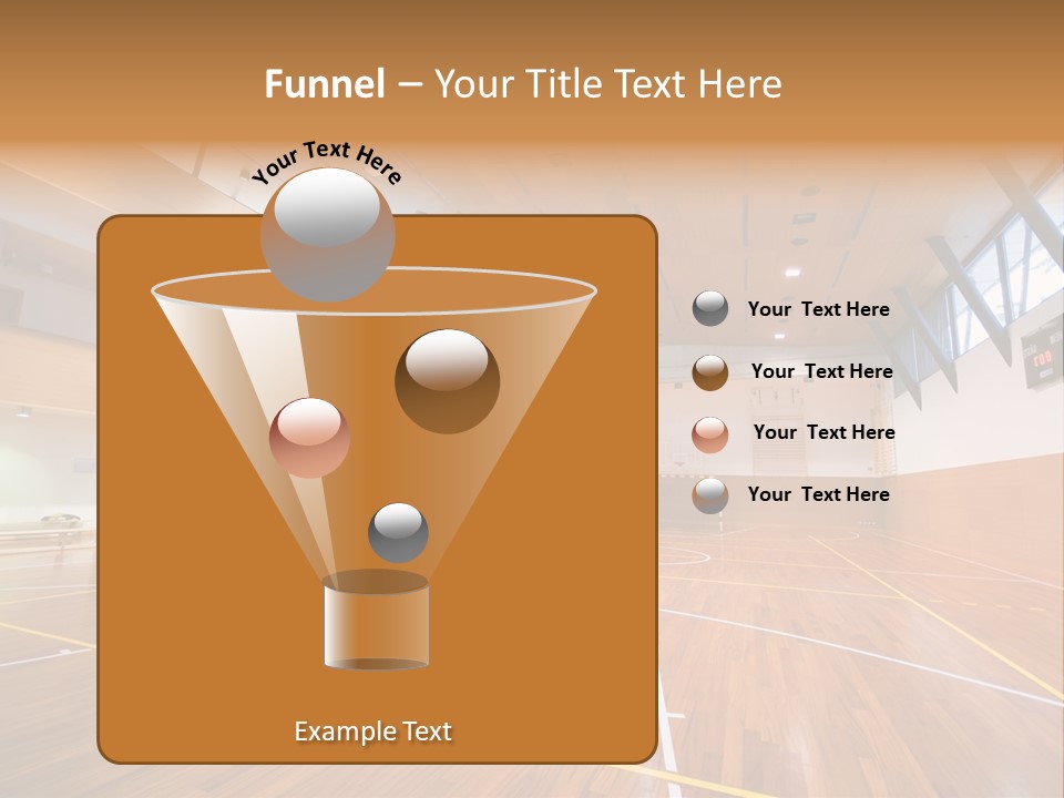 A Large Gymnasium With A Basketball Court And Wooden Floors PowerPoint Template