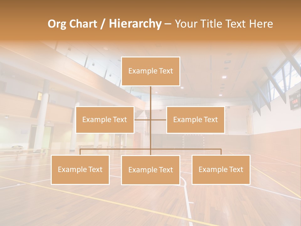 A Large Gymnasium With A Basketball Court And Wooden Floors PowerPoint Template