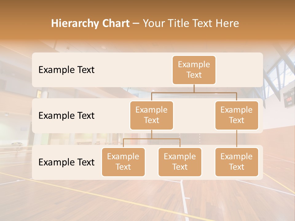 A Large Gymnasium With A Basketball Court And Wooden Floors PowerPoint Template