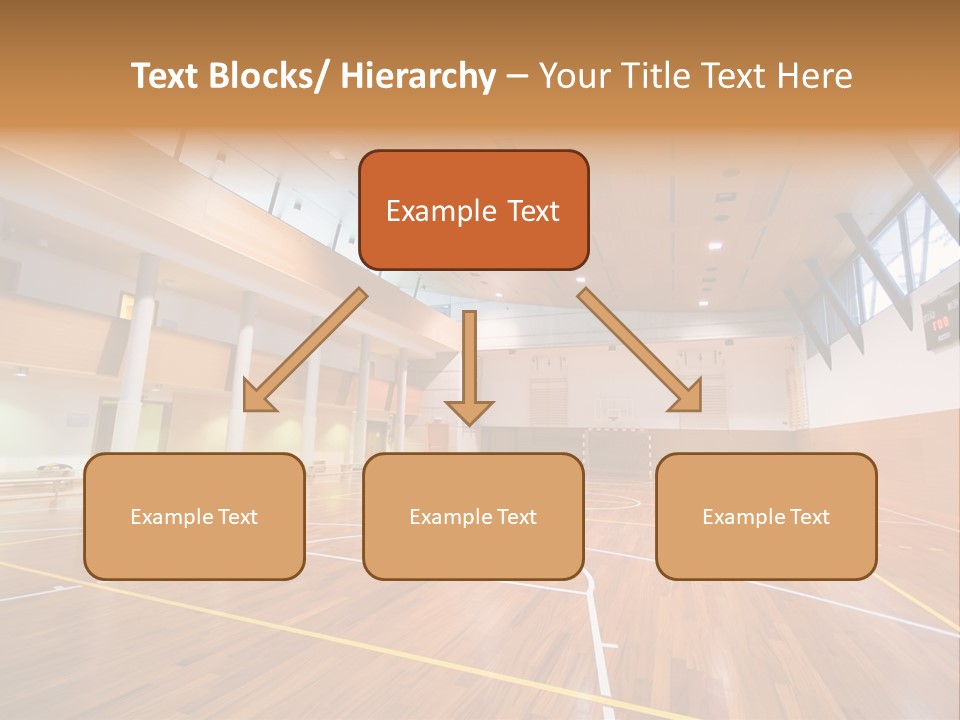 A Large Gymnasium With A Basketball Court And Wooden Floors PowerPoint Template