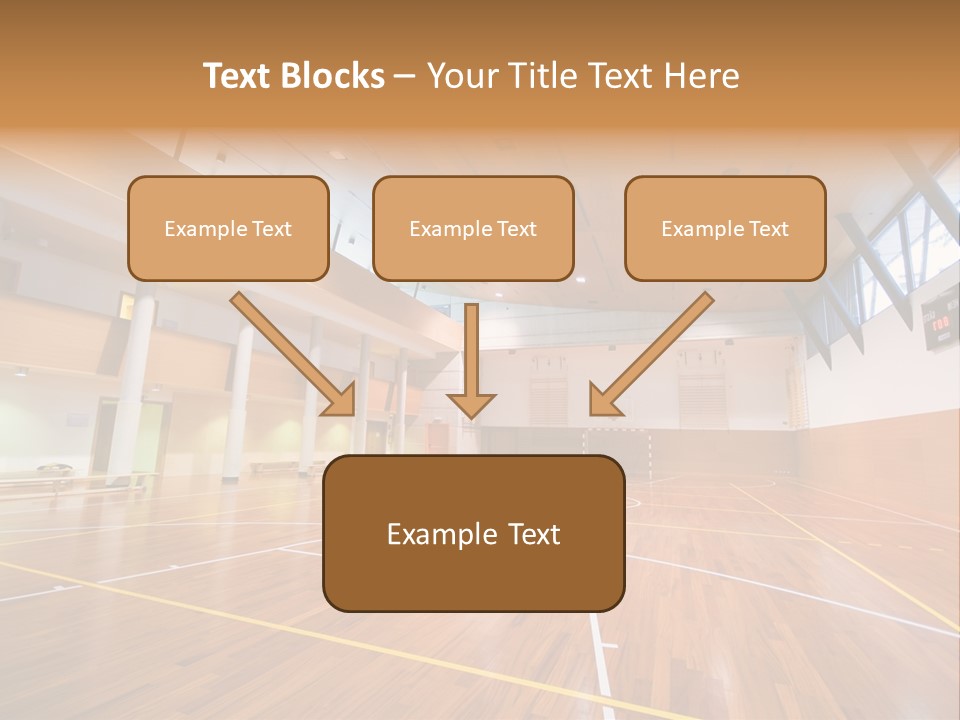 A Large Gymnasium With A Basketball Court And Wooden Floors PowerPoint Template