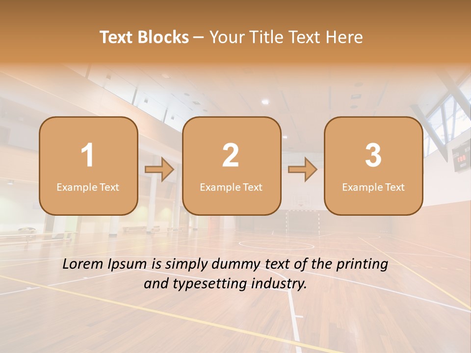 A Large Gymnasium With A Basketball Court And Wooden Floors PowerPoint Template