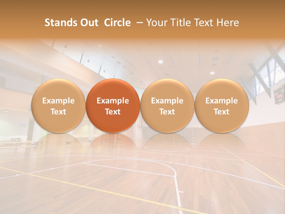 A Large Gymnasium With A Basketball Court And Wooden Floors PowerPoint Template