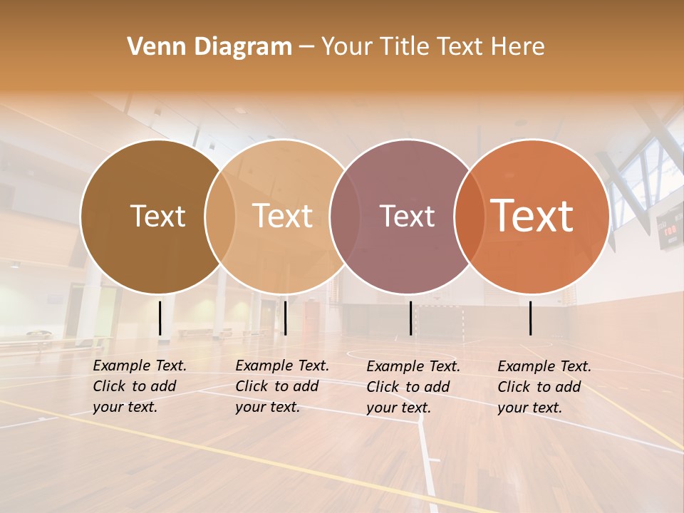 A Large Gymnasium With A Basketball Court And Wooden Floors PowerPoint Template