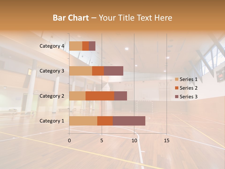 A Large Gymnasium With A Basketball Court And Wooden Floors PowerPoint Template