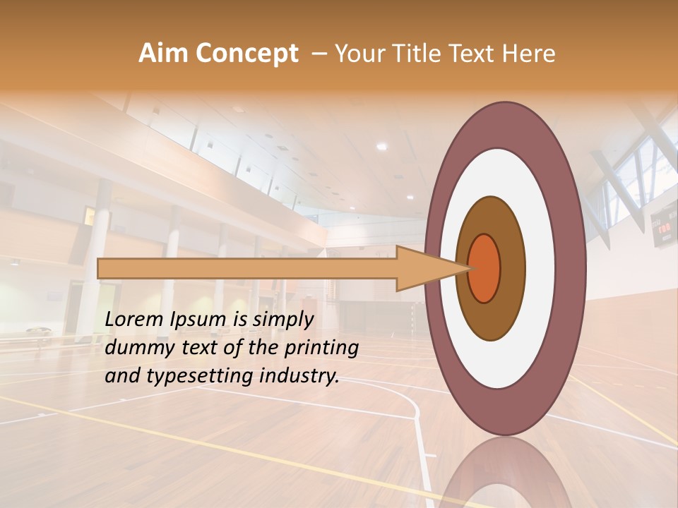 A Large Gymnasium With A Basketball Court And Wooden Floors PowerPoint Template