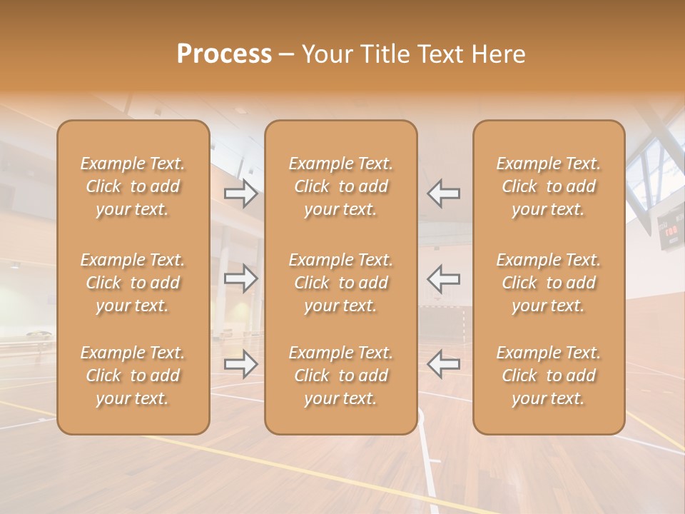 A Large Gymnasium With A Basketball Court And Wooden Floors PowerPoint Template