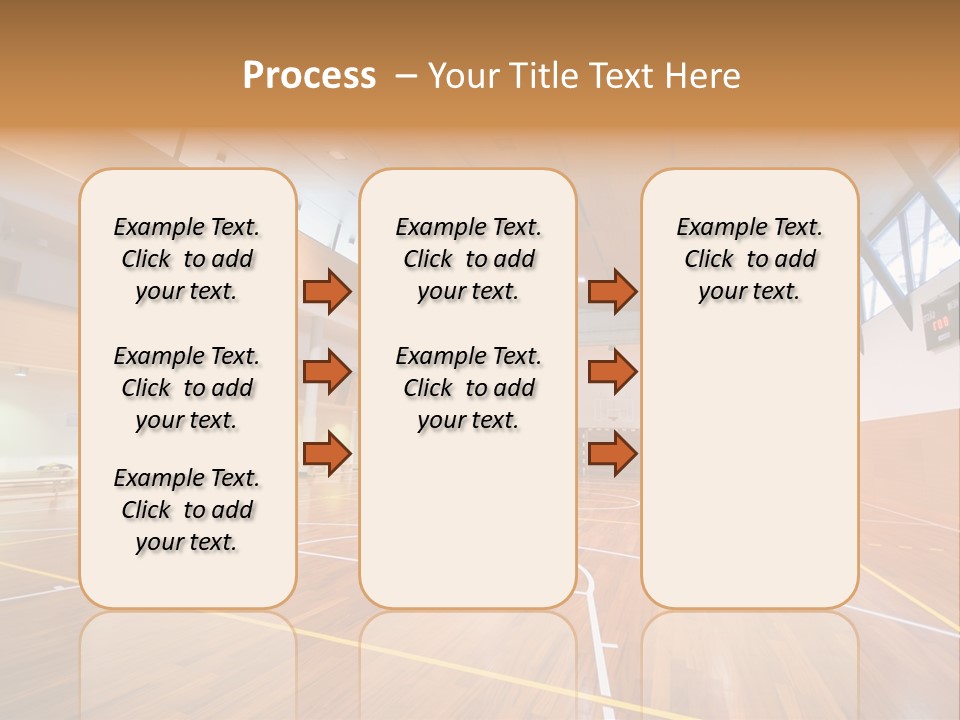 A Large Gymnasium With A Basketball Court And Wooden Floors PowerPoint Template