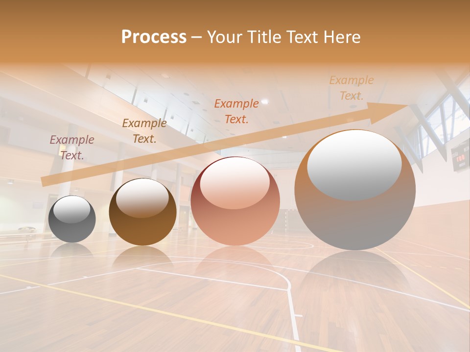 A Large Gymnasium With A Basketball Court And Wooden Floors PowerPoint Template