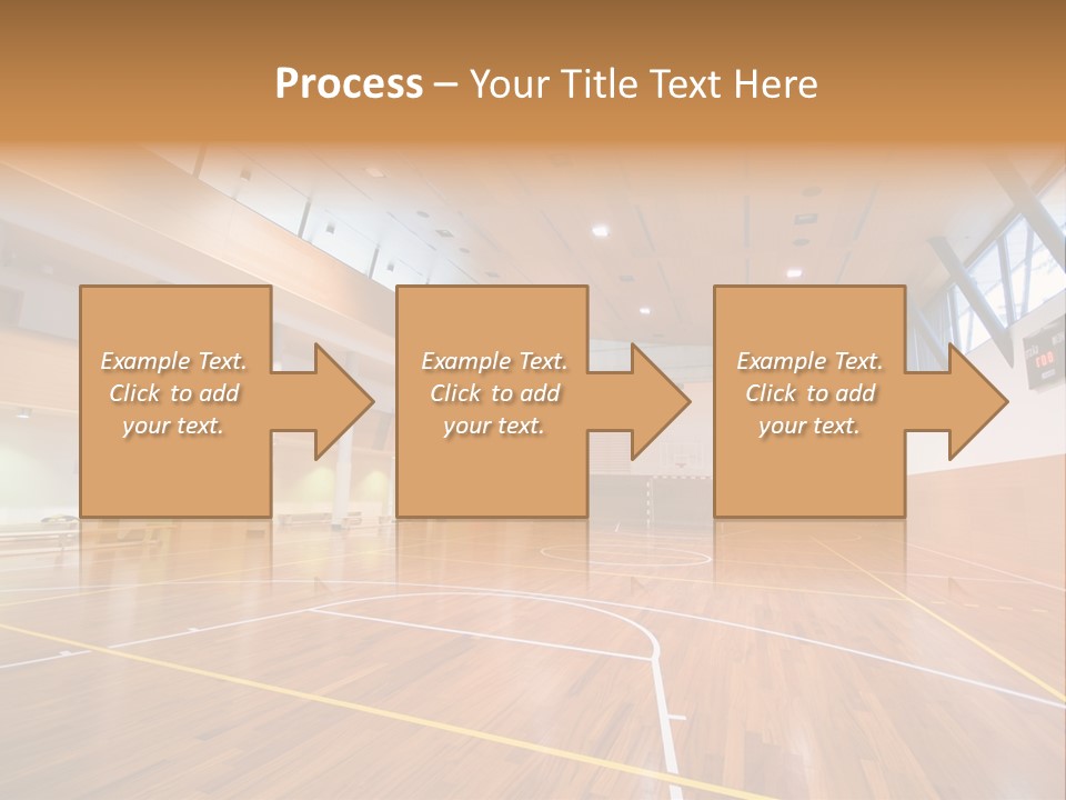 A Large Gymnasium With A Basketball Court And Wooden Floors PowerPoint Template