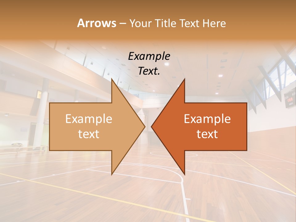 A Large Gymnasium With A Basketball Court And Wooden Floors PowerPoint Template