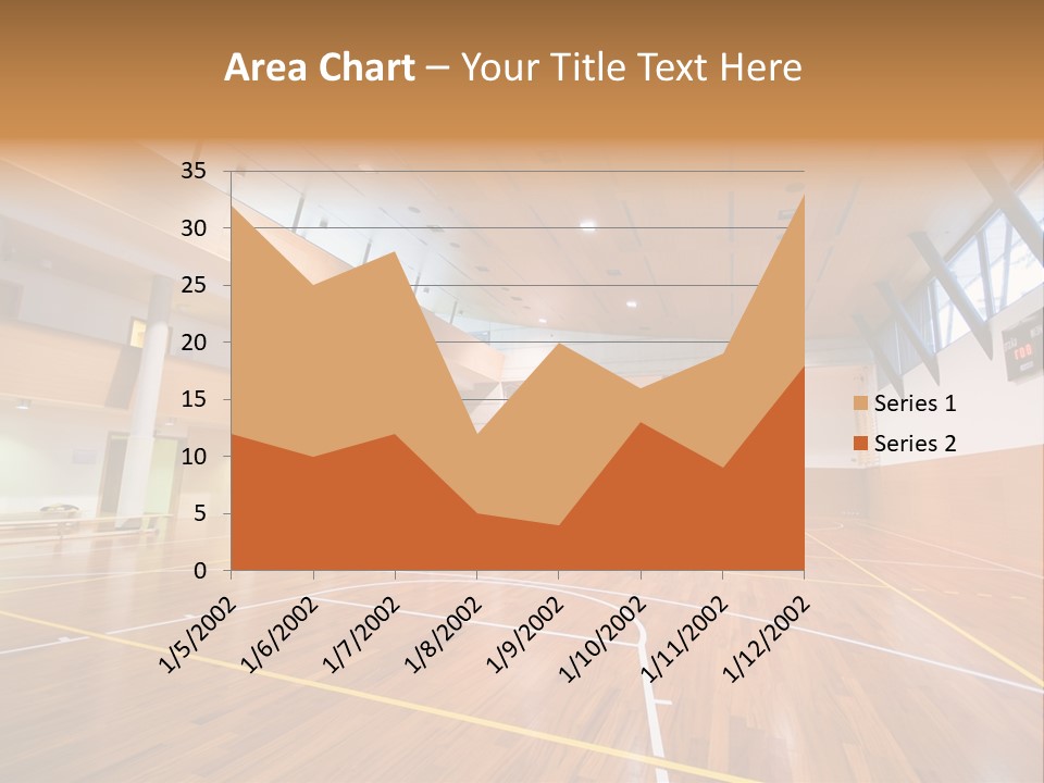 A Large Gymnasium With A Basketball Court And Wooden Floors PowerPoint Template