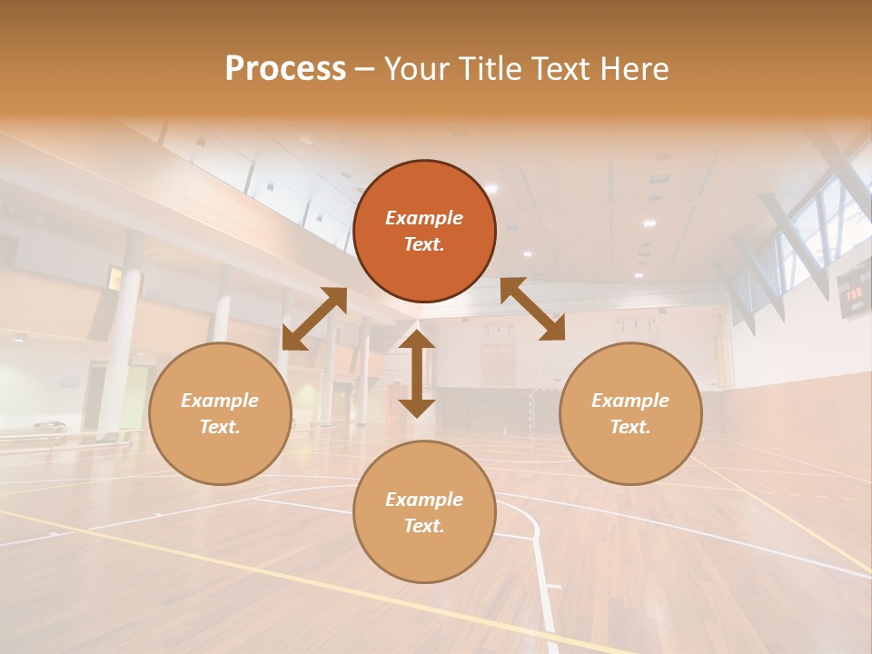 A Large Gymnasium With A Basketball Court And Wooden Floors PowerPoint Template
