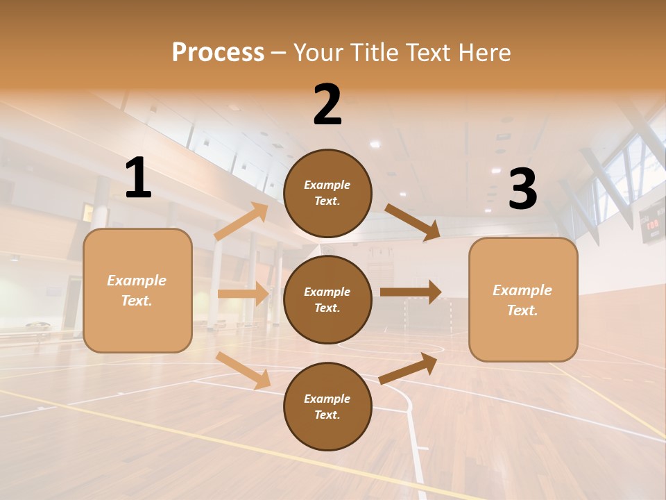 A Large Gymnasium With A Basketball Court And Wooden Floors PowerPoint Template