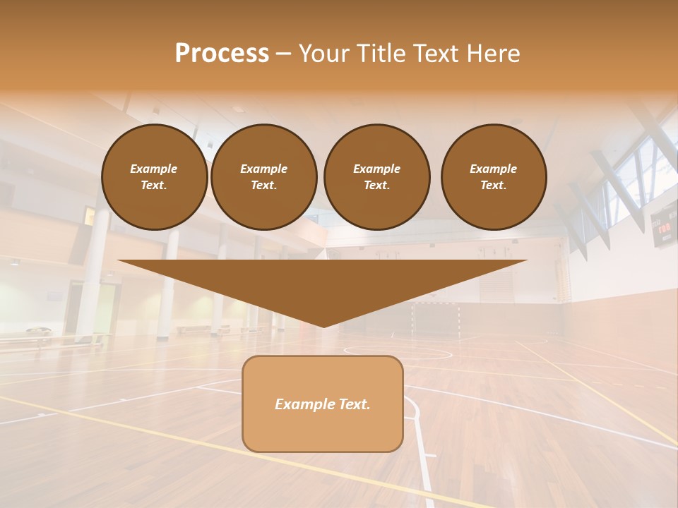 A Large Gymnasium With A Basketball Court And Wooden Floors PowerPoint Template
