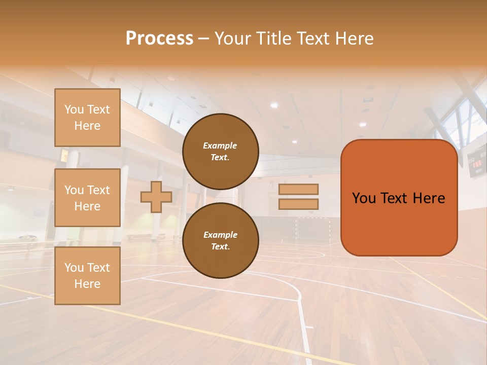 A Large Gymnasium With A Basketball Court And Wooden Floors PowerPoint Template