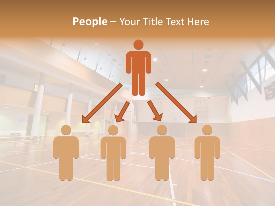 A Large Gymnasium With A Basketball Court And Wooden Floors PowerPoint Template