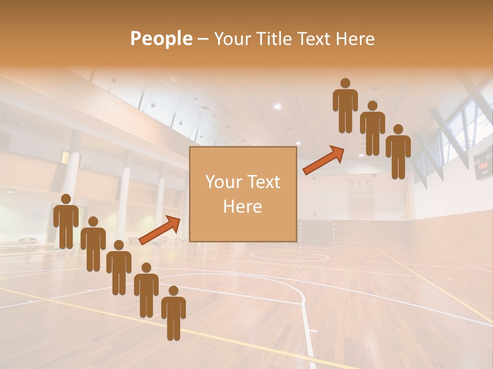 A Large Gymnasium With A Basketball Court And Wooden Floors PowerPoint Template
