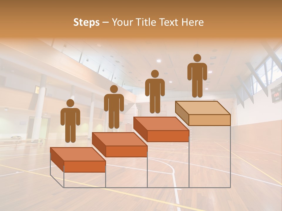 A Large Gymnasium With A Basketball Court And Wooden Floors PowerPoint Template